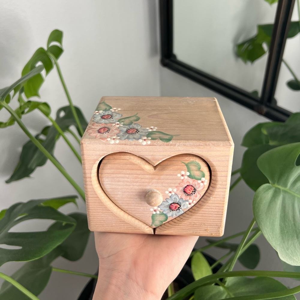 Vintage wooden heart jewelry box (sold)